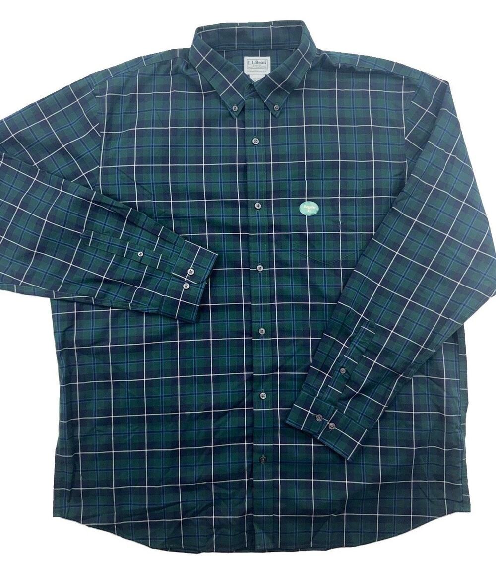 L.L. Bean Men’s XL Traditional Fit Plaid Blue Green Long Sleeve Button Shirt
